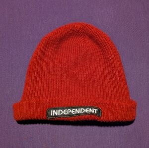 Independent Trucks Skate Brand Dark Red Fold Over Beanie Logo Patch